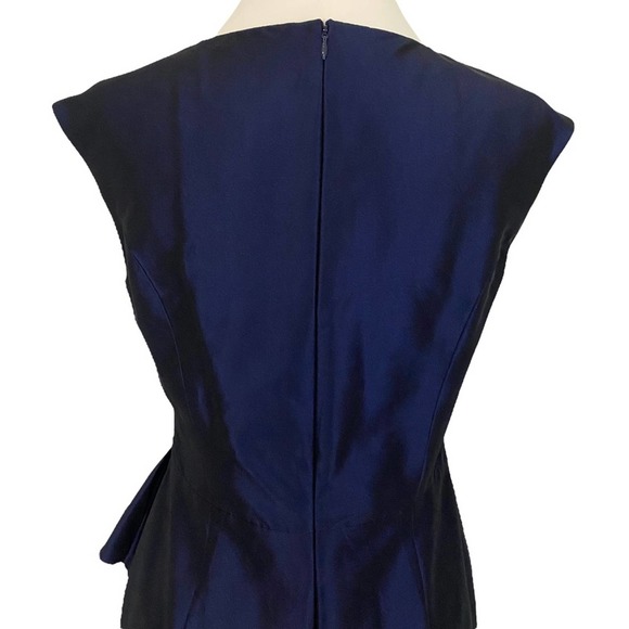 EVAN PICONE | Shiny Blue Violet Cap Sleeve Ruffle Evening Cocktail Sheath Dress - Picture 8 of 10